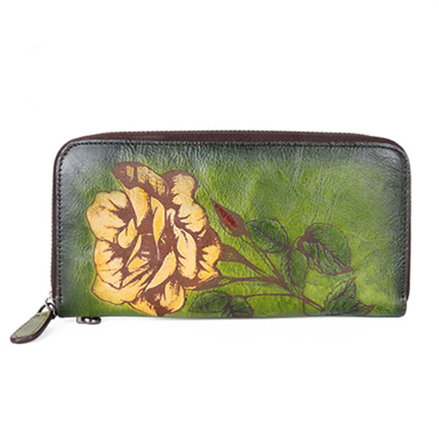 Buddha Stones Retro Rose Printed Leather Bag Journey Shopping Purse Handbag Wallet&Handbags BS 9