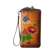 Buddha Stones Retro Butterfly Sunflower Printed Leather Bag Journey Shopping Purse Handbag