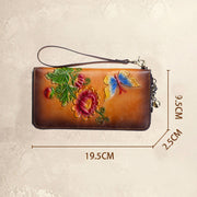 Buddha Stones Retro Butterfly Sunflower Printed Leather Bag Journey Shopping Purse Handbag