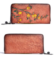 Buddha Stones Retro Plum Blossom Printed Leather Bag Journey Shopping Purse Handbag Wallet&Handbags BS 3