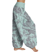 Buddha Stones Birds Trees Branches Pattern Women's Elastic Waist Harem Pants