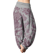 Buddha Stones Birds Trees Branches Pattern Women's Elastic Waist Harem Pants