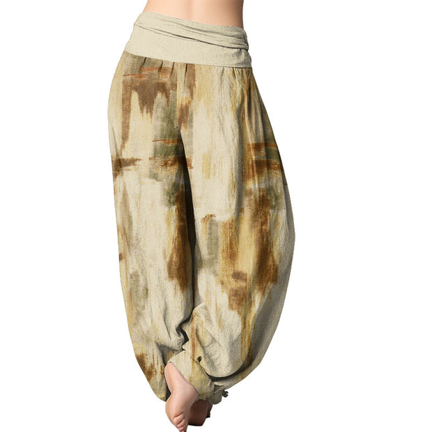 Buddha Stones Tie Dye Pattern Design Women's Elastic Waist Harem Pants