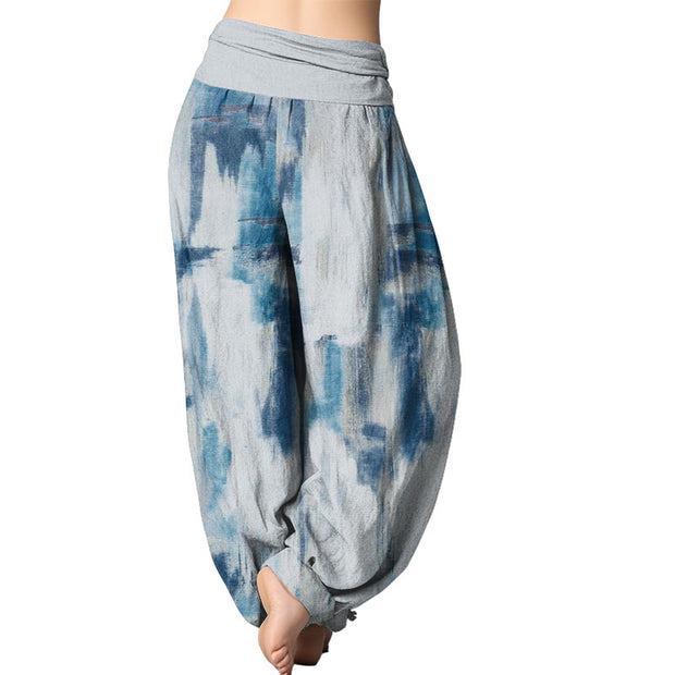 Buddha Stones Tie Dye Pattern Design Women's Elastic Waist Harem Pants Women's Harem Pants BS 8