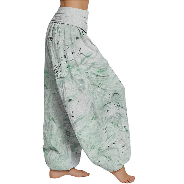 Buddha Stones Flow Wind Pattern Women's Elastic Waist Harem Pants