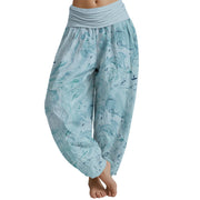 Buddha Stones Flow Wind Pattern Women's Elastic Waist Harem Pants