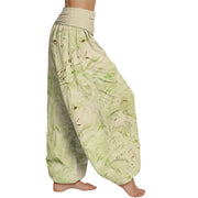 Buddha Stones Flow Wind Pattern Women's Elastic Waist Harem Pants Women's Harem Pants BS 9