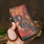 Buddha Stones Mythical Beast Lion Copper Coins Printed Leather Bag Journey Shopping Purse Handbag Wallet&Handbags BS main