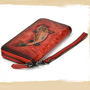 Buddha Stones Koi Fish Printed Leather Bag Journey Shopping Purse Handbag Wallet&Handbags BS 7