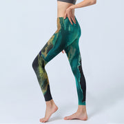 Buddha Stones DarkCyan Natural Landscapes Exercise Leggings Women's Yoga Pants Leggings BS 2