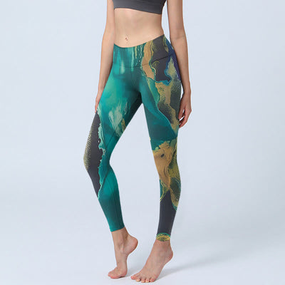 Buddha Stones DarkCyan Natural Landscapes Exercise Leggings Women's Yoga Pants Leggings BS DarkCyan US18，UK/AU22，EU50 (4XL)