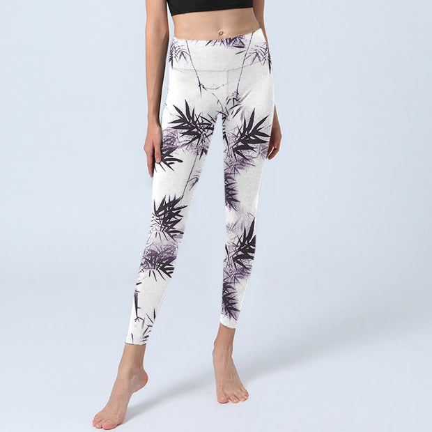 Buddha Stones White Black Bamboo Exercise Leggings Women's Yoga Pants - image 6