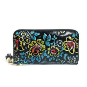 Buddha Stones Retro Lotus Printed Leather Bag Journey Shopping Purse Handbag Wallet&Handbags BS 7