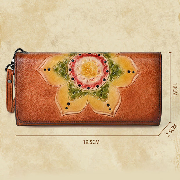 Buddha Stones Retro Flowers Printed Leather Bag Journey Shopping Purse Handbag Wallet&Handbags BS 8