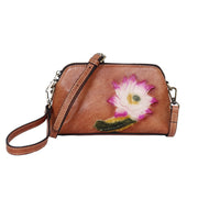 Buddha Stones Retro Flowers Printed Leather Bag Journey Shopping Purse Handbag Shoulder Bag Crossbody Bag