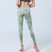 Buddha Stones Honeydew Green White Flow Line Print Exercise Leggings Women's Yoga Pants - image 7