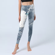 Buddha Stones Light Slate Gray White Cat Exercise Leggings Women's Yoga Pants