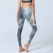 Buddha Stones Light Slate Gray White Cat Exercise Leggings Women's Yoga Pants - image 5