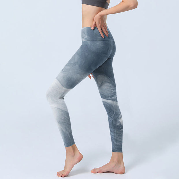 Buddha Stones Light Slate Gray White Cat Exercise Leggings Women's Yoga Pants - image 3