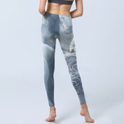 Buddha Stones Light Slate Gray White Cat Exercise Leggings Women's Yoga Pants - image 7