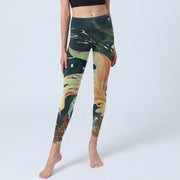 Buddha Stones Dark Slate Gray Double Koi Fish Sky Lantern Tower Exercise Leggings Women's Yoga Pants - image 6