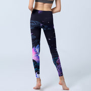 Buddha Stones Midnight Blue Flower Purple Butterfly Exercise Leggings Women's Yoga Pants - image 7