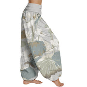 Buddha Stones Lotus Leaves Design Women's Elastic Waist Harem Pants Women's Harem Pants BS 2