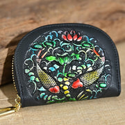 Buddha Stones Retro Flowers Printed Leather Bag Journey Shopping Card Holder Purse Handbag Wallet&Handbags BS 2