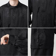 Buddha Stones Fall Jacquard Long Sleeve Frog-Button Shirt Men Clothing