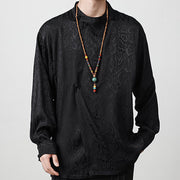 Buddha Stones Fall Jacquard Long Sleeve Frog-Button Shirt Men Clothing Men's Shirts BS 16