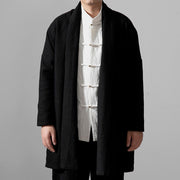 Buddha Stones Fall Simple Cotton Fleece Lined Men's Mid-length Coat Clothing (Extra 30% Off | USE CODE: FS30) - Black - US/UK/AU44，EU54 (4XL) - image 11