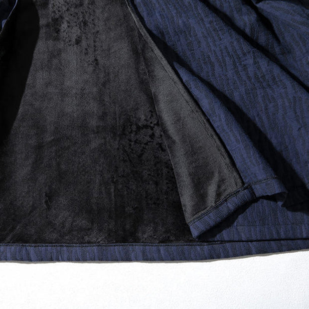 Buddha Stones Fall Simple Cotton Fleece Lined Men's Mid-length Coat Clothing (Extra 30% Off | USE CODE: FS30) - image 9