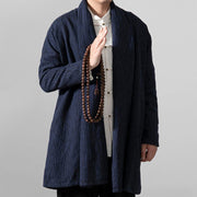 Buddha Stones Fall Simple Cotton Fleece Lined Men's Mid-length Coat Clothing Men's Coat BS 5