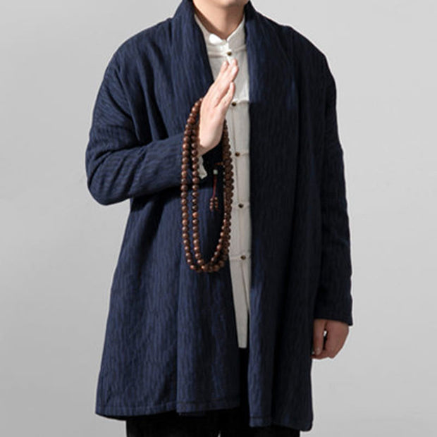 Buddha Stones Fall Simple Cotton Fleece Lined Men's Mid-length Coat Clothing (Extra 30% Off | USE CODE: FS30) - image 5