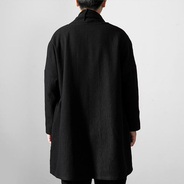 Buddha Stones Fall Simple Cotton Fleece Lined Men's Mid-length Coat Clothing (Extra 30% Off | USE CODE: FS30) - image 13