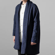 Buddha Stones Fall Simple Cotton Fleece Lined Men's Mid-length Coat Clothing Men's Coat BS 4