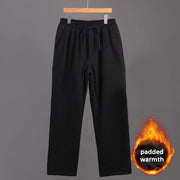 Buddha Stones Winter Men's Fleece Lined Drawstring Linen Pants With Pockets