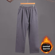 Buddha Stones Winter Men's Fleece Lined Drawstring Linen Pants With Pockets