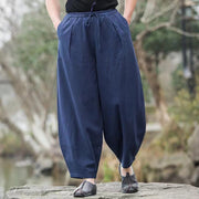 Buddha Stones Casual Simple Drawstring Men's Cotton Harem Pants With Pockets Men's Harem Pants BS SteelBlue US/UK/AU46，EU56 (5XL)