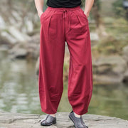 Buddha Stones Casual Simple Drawstring Men's Cotton Harem Pants With Pockets Men's Harem Pants BS 14