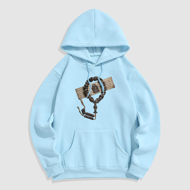 Buddha Stones Tibetan The Lord Of The Corpse Forest Beads Pattern Fleece Lined Hoodie Hoodie BS LightCyan 2XL