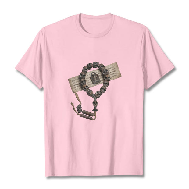 Buddha Stones Tibetan The Lord Of The Corpse Forest Beads Pattern Tee T-shirt T-Shirts BS Light Pink 2XL