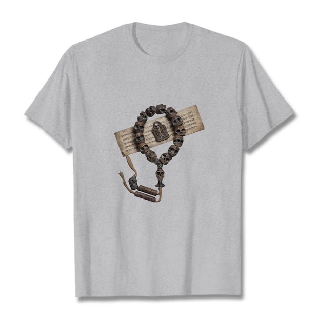 Buddha Stones Tibetan The Lord Of The Corpse Forest Beads Pattern Tee T-shirt T-Shirts BS Light Grey 2XL