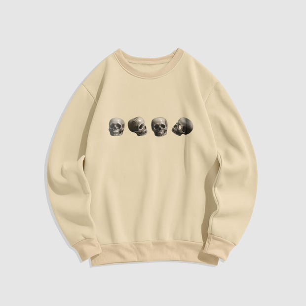 Buddha Stones Tibetan The Lord Of The Corpse Forest Skulls Pattern Fleece Lined Sweatshirt Sweatshirt BS Bisque 2XL