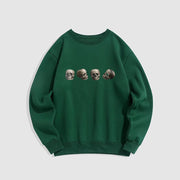 Buddha Stones Tibetan The Lord Of The Corpse Forest Skulls Pattern Fleece Lined Sweatshirt Sweatshirt BS ForestGreen 2XL