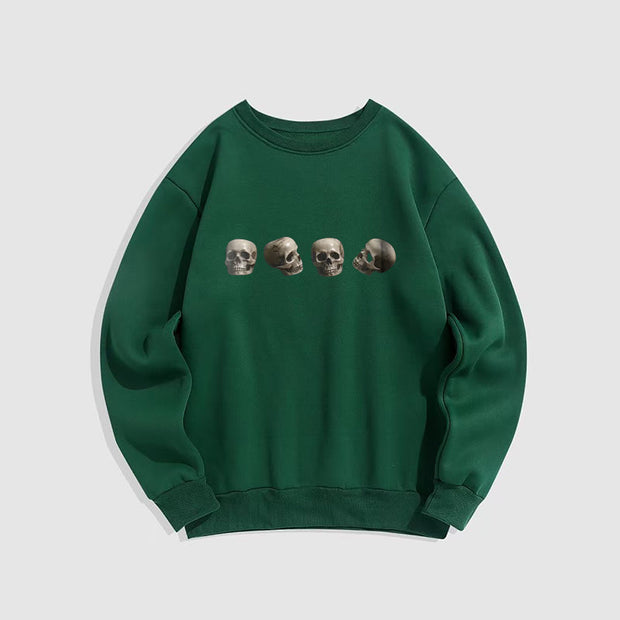 Buddha Stones Tibetan The Lord Of The Corpse Forest Skulls Pattern Fleece Lined Sweatshirt