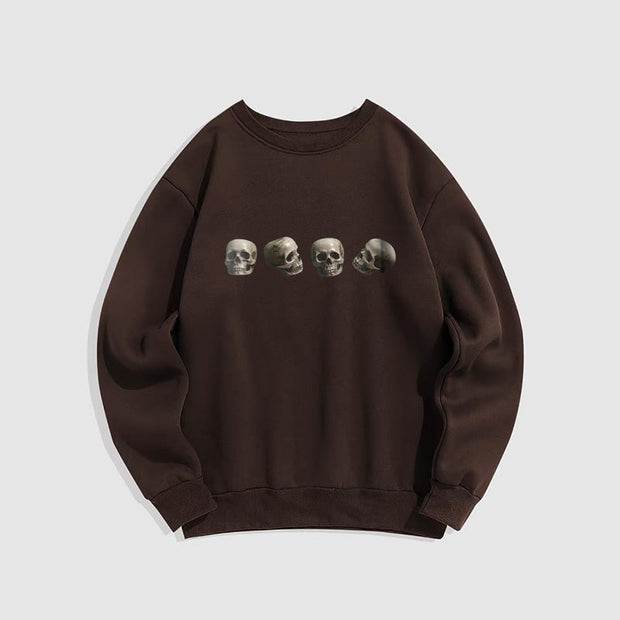 Buddha Stones Tibetan The Lord Of The Corpse Forest Skulls Pattern Fleece Lined Sweatshirt Sweatshirt BS SaddleBrown 2XL