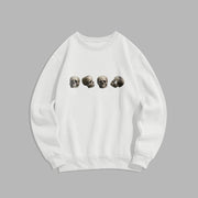 Buddha Stones Tibetan The Lord Of The Corpse Forest Skulls Pattern Fleece Lined Sweatshirt Sweatshirt BS White 2XL