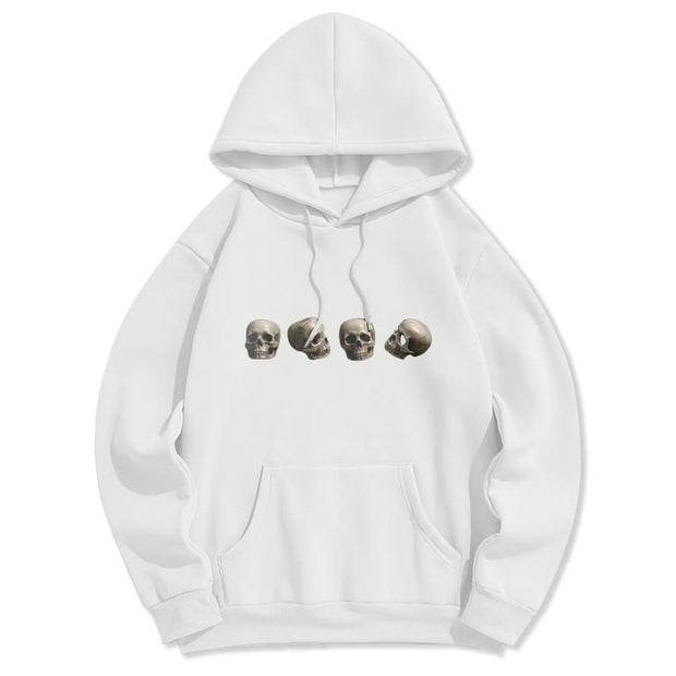 Buddha Stones Tibetan The Lord Of The Corpse Forest Skulls Pattern Fleece Lined Hoodie Hoodie BS White 2XL