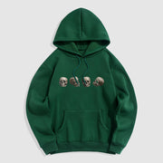 Buddha Stones Tibetan The Lord Of The Corpse Forest Skulls Pattern Fleece Lined Hoodie Hoodie BS ForestGreen 2XL